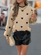 Dames trui met hartjespatroon - stijlvolle en zachte sweater - Bakkermode.nl