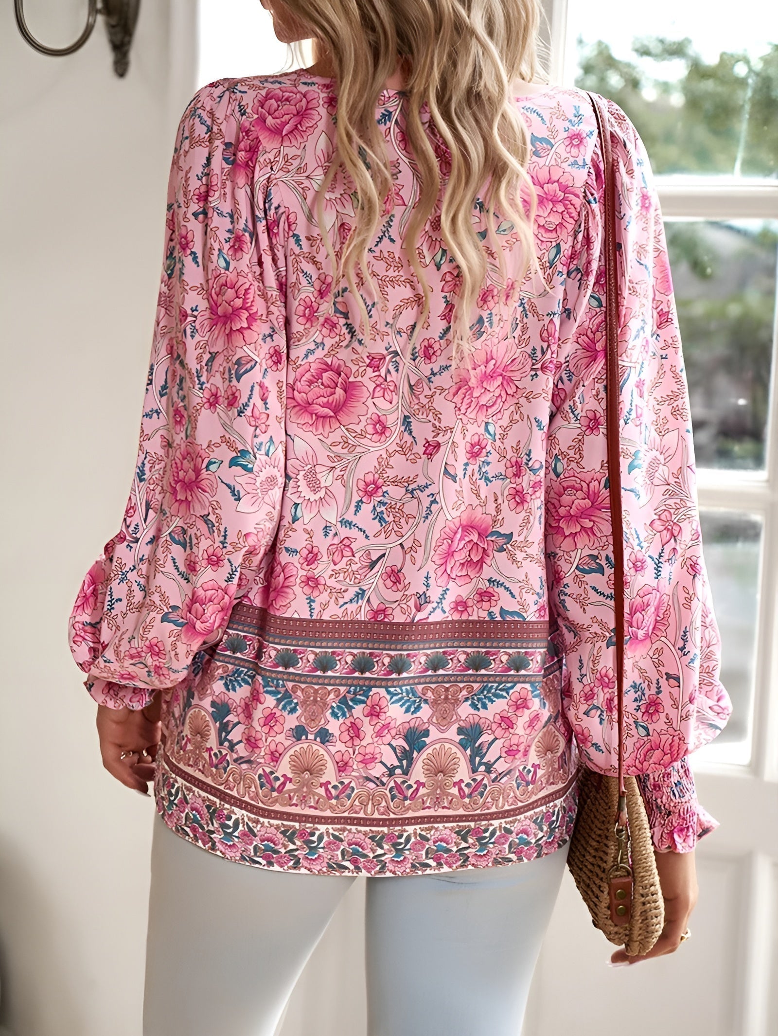 Bloemenblouse - stijlvolle dames top met lange mouwen
