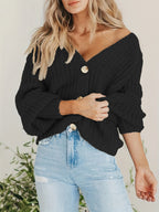 Gebreide cardigan - vrouwelijke chunky knit button-up sweater