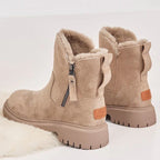 Stijlvolle beige dames winterboots met warme voering en stevige zool – comfortabele enkellaarzen - Bakkermode.nl