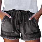 Dames casual denim shorts met elastische tailleband - een ontspannen zomerstijl voor vrouwen