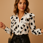 Dames rimpelblouse lichtgewicht v-hals top - chic kantooroutfit