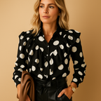 Dames rimpelblouse lichtgewicht v-hals top - chic kantooroutfit