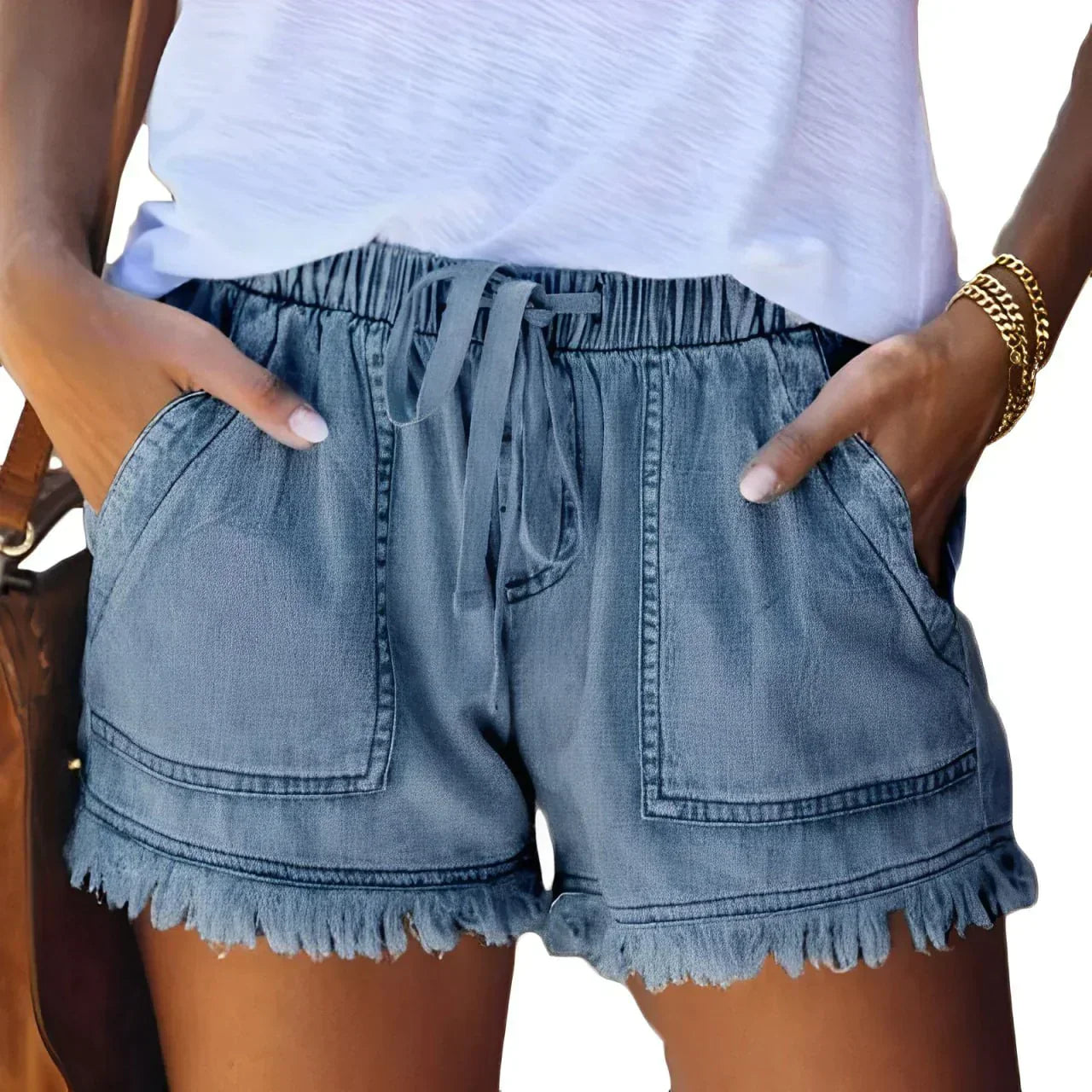 Dames casual denim shorts met elastische tailleband - een ontspannen zomerstijl voor vrouwen