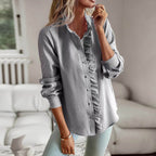 Dames casual blouse met ruches - stijlvolle lichtgewicht button-up top voor diverse gelegenheden
