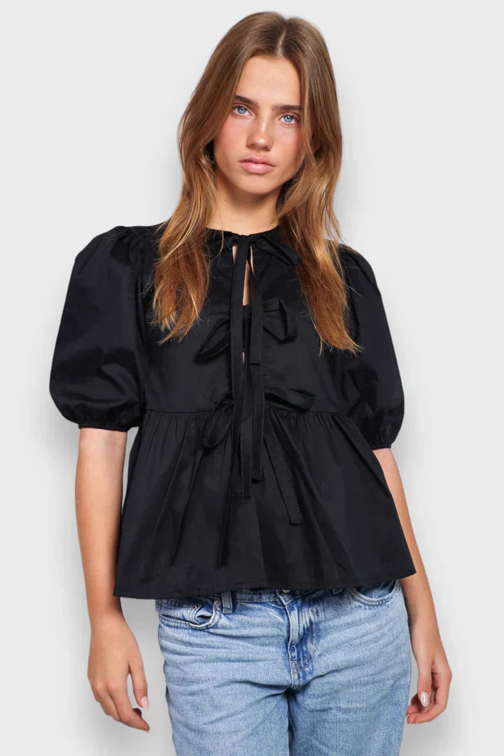 Vrouwen stylish blouse met pofmouwen - luchtige katoenen top voor dagelijks gebruik