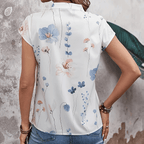 Dames bloempot blouse - elegante witte top voor casual uitjes - lichtgewicht, ademende stof