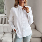 Dames casual blouse met ruches - stijlvolle lichtgewicht button-up top voor diverse gelegenheden
