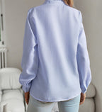 Dames casual blouse met ruches - stijlvolle lichtgewicht button-up top voor diverse gelegenheden