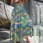 Maxi rok - elegante hoge taille damesrok met tropische print