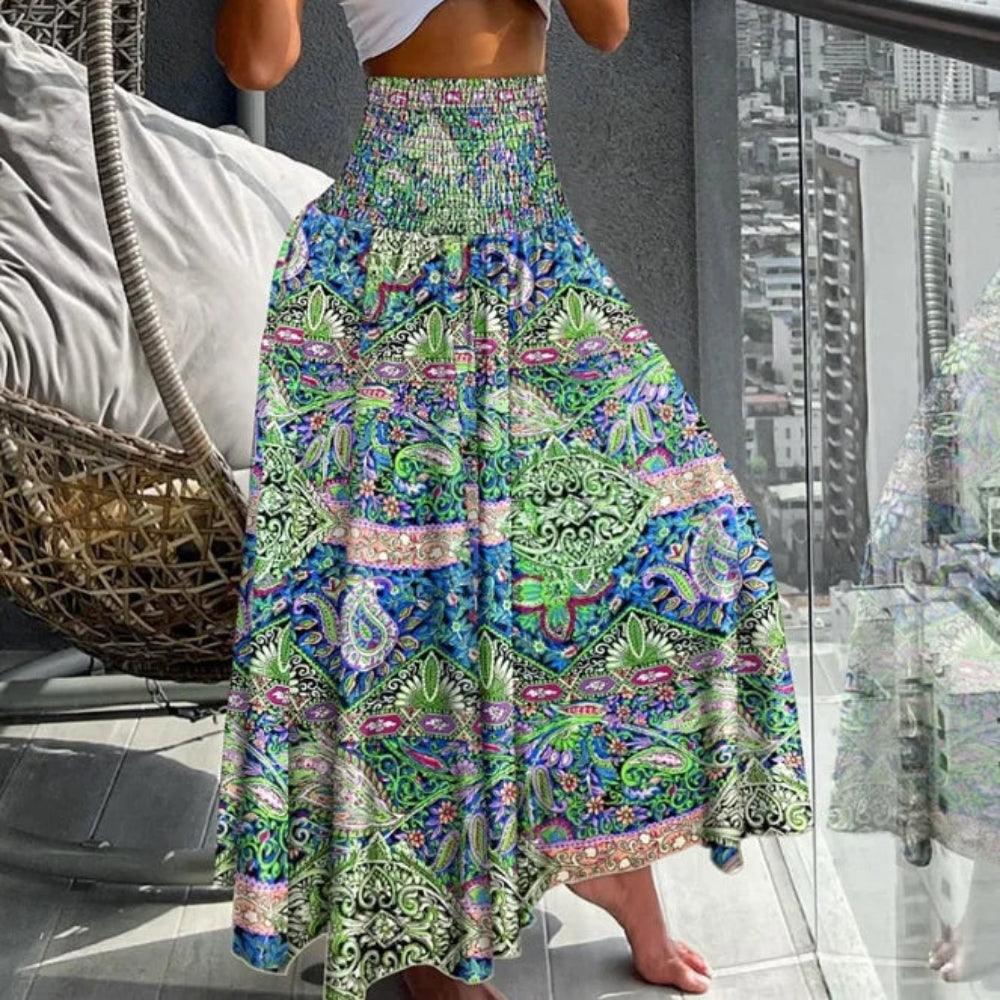 Maxi rok - elegante hoge taille damesrok met tropische print