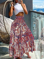 Maxi rok - elegante hoge taille damesrok met tropische print