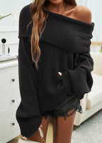 Oversized off-shoulder trui - comfortabele dames gebreide kleding - Bakkermode.nl