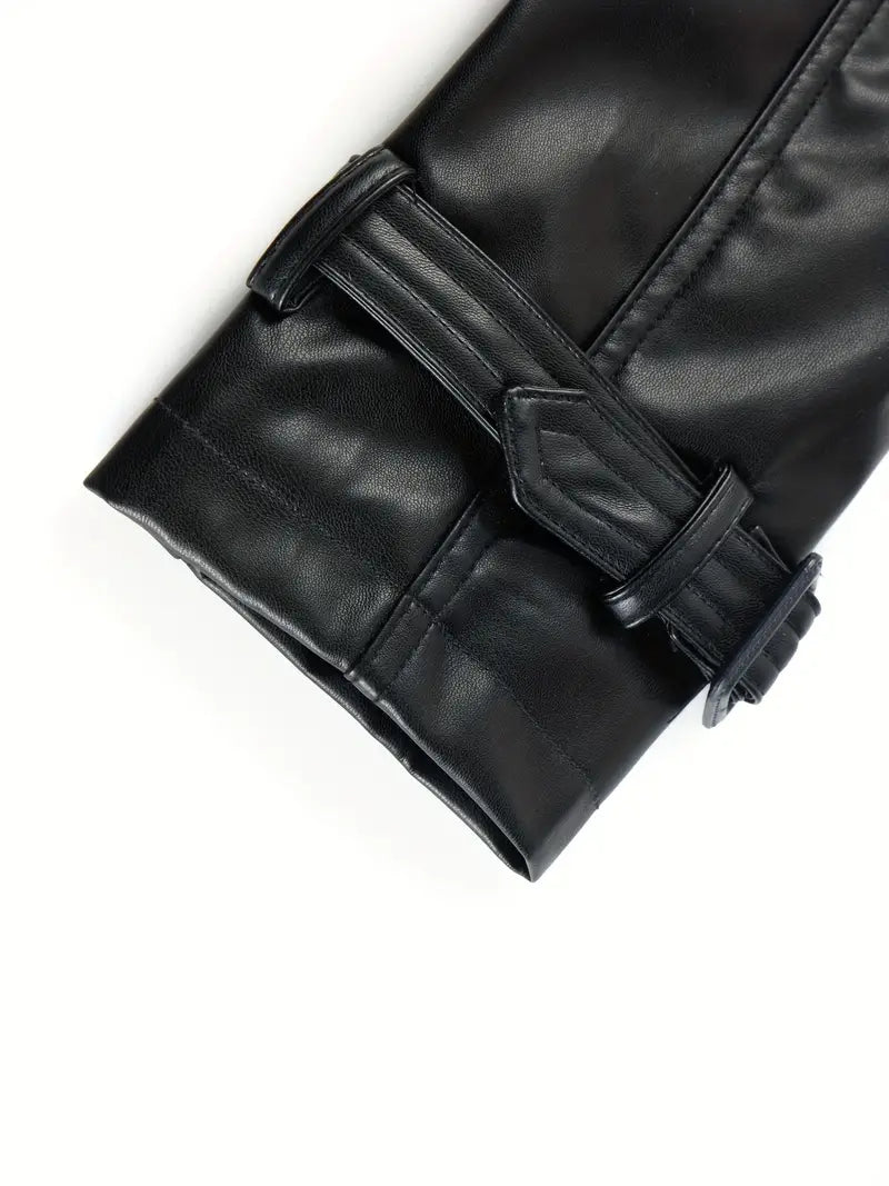 Leren trenchcoat - stijlvolle lange zwarte damesjas