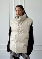 Gewatteerde katoenen vest - stijlvolle dames mouwloze buitenkleding