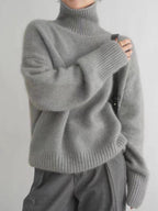 Warme dames coltrui in effen kleuren - oversized sweater van polyester - Bakkermode.nl