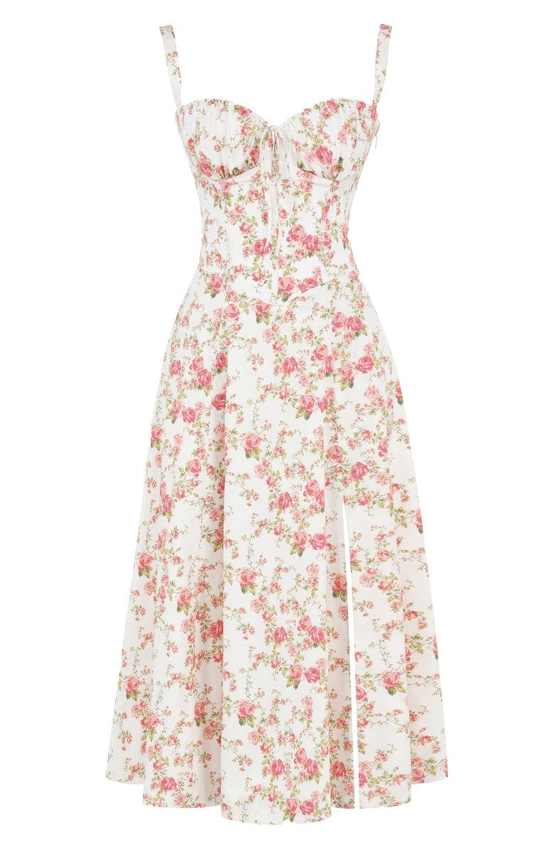 Elegante bloemen midi jurk - trendy bustier stijl voor vrouwen