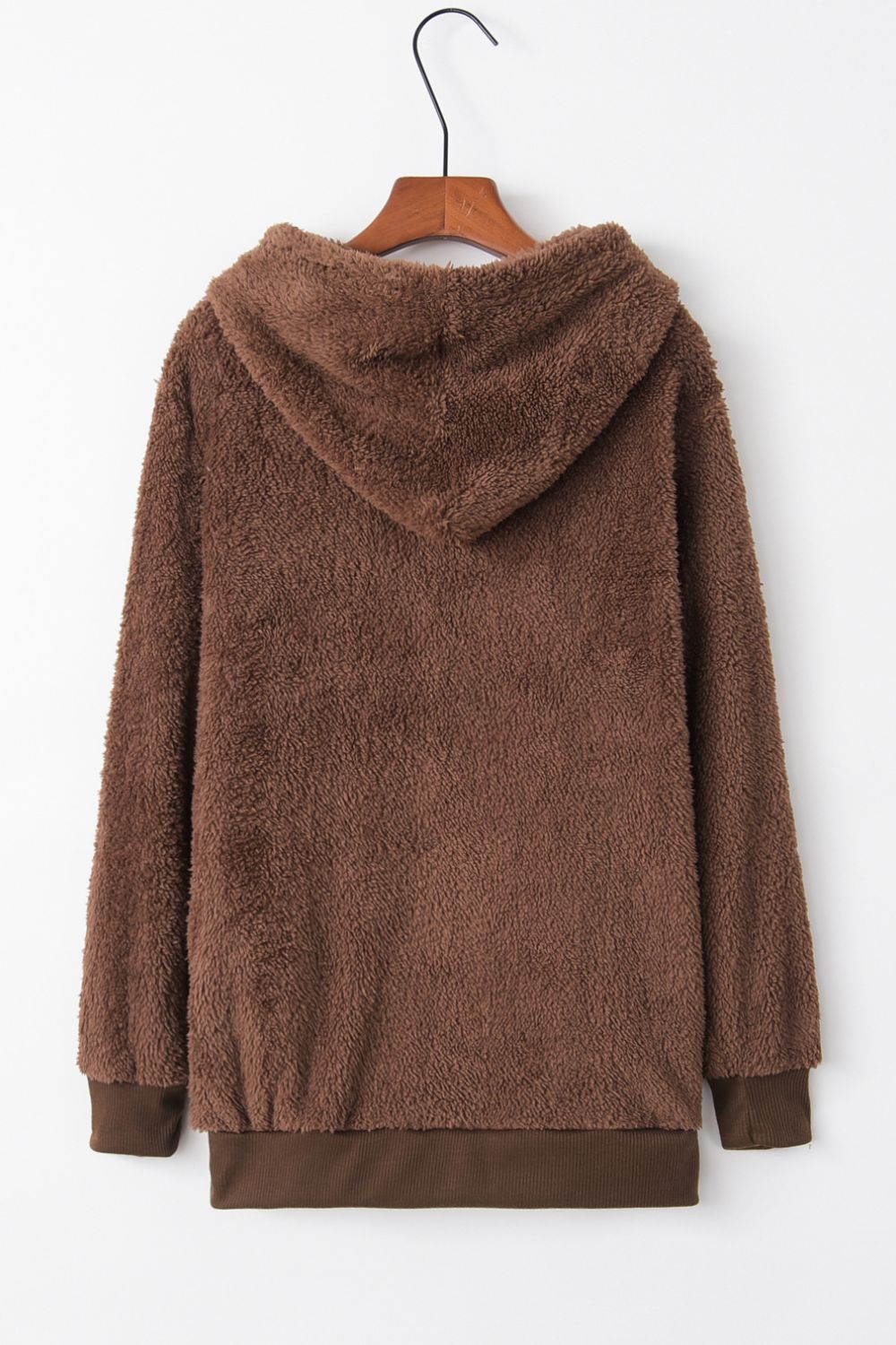 Warme fleece hoodie - oversized dames trui met halve rits en capuchon - Bakkermode.nl