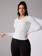 Dames lichtgewicht sportjack - stijlvolle lange mouwen zip-up fitness top voor casual en actieve looks