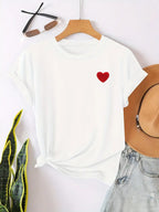 Dames casual t-shirt met hartdetail - zachte katoenen tee voor elke dag
