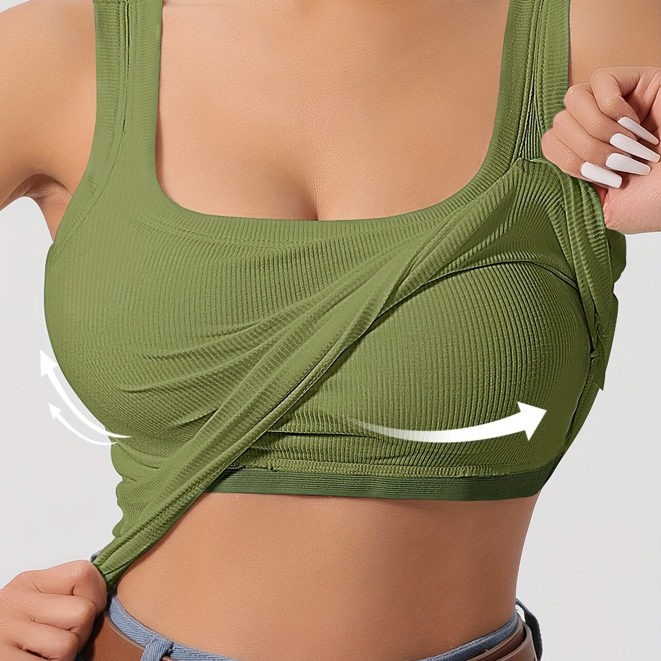 Ribbel tanktop met verwijderbare padding - dames essentiële mouwloze top
