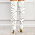 Over-the-knee laarzen - stijlvolle dames faux latex hoge hakken