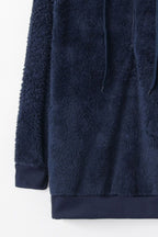 Warme fleece hoodie - oversized dames trui met halve rits en capuchon - Bakkermode.nl