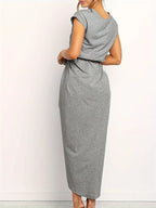 Maxi jurk met korte mouwen - elegante casual damesjurk