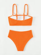 2-delig bikini set - levendig oranje-rood dames high-waisted zwemkleding