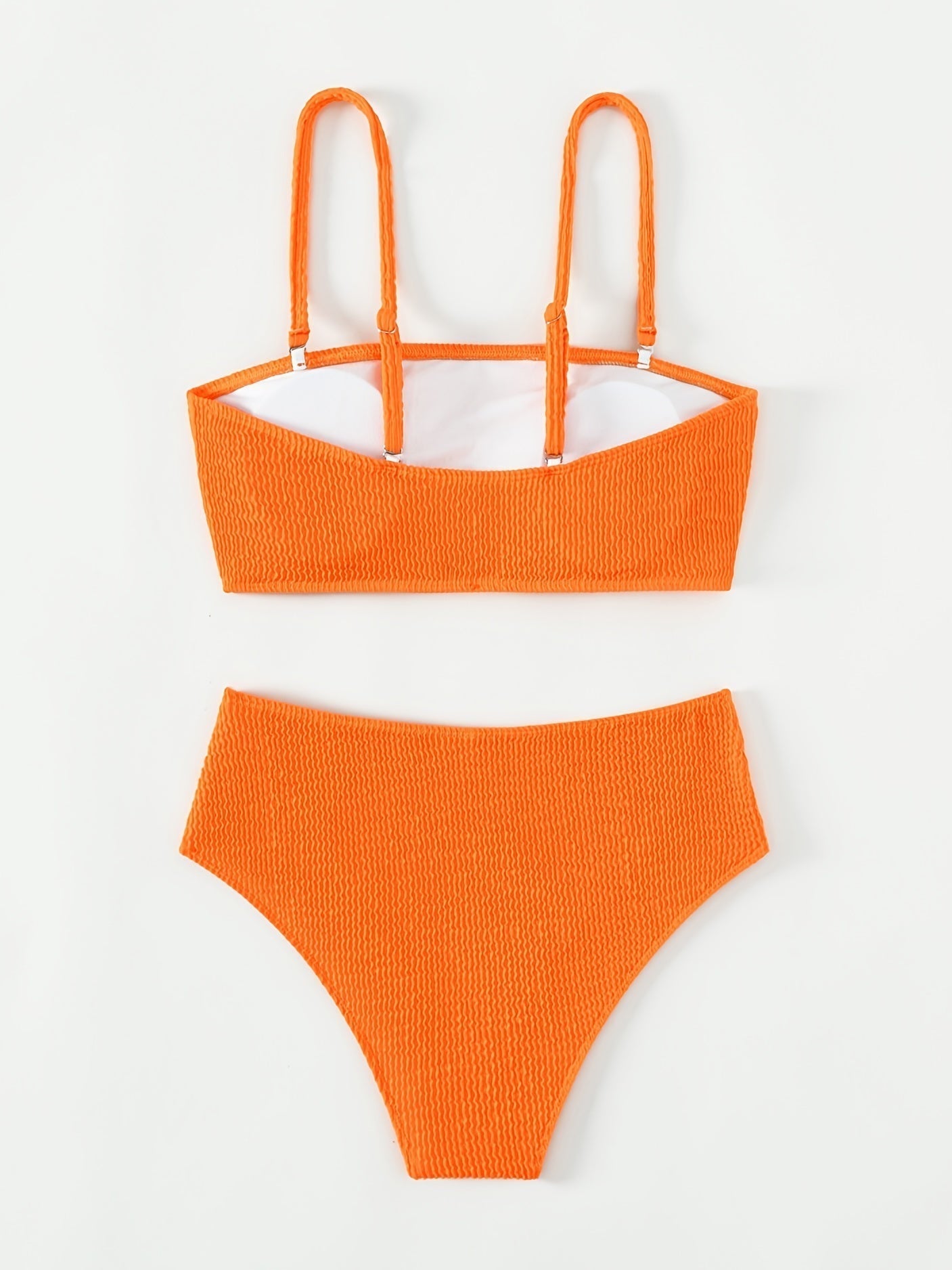 2-delig bikini set - levendig oranje-rood dames high-waisted zwemkleding