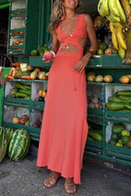 Cut-out maxi jurk - elegante dames zomerjurk