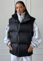 Gewatteerde katoenen vest - stijlvolle dames mouwloze buitenkleding