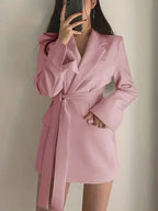 Dames blazerjurk - stijlvolle lange mouw jack voor kantoor en avondkleding