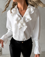 Gerimpelde blouse - elegante witte dames top
