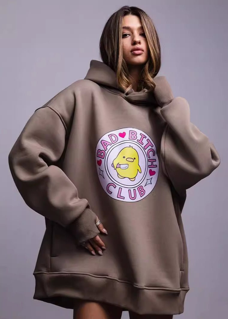 Oversized hoodie met eendenprint - casual dames sweater - Bakkermode.nl