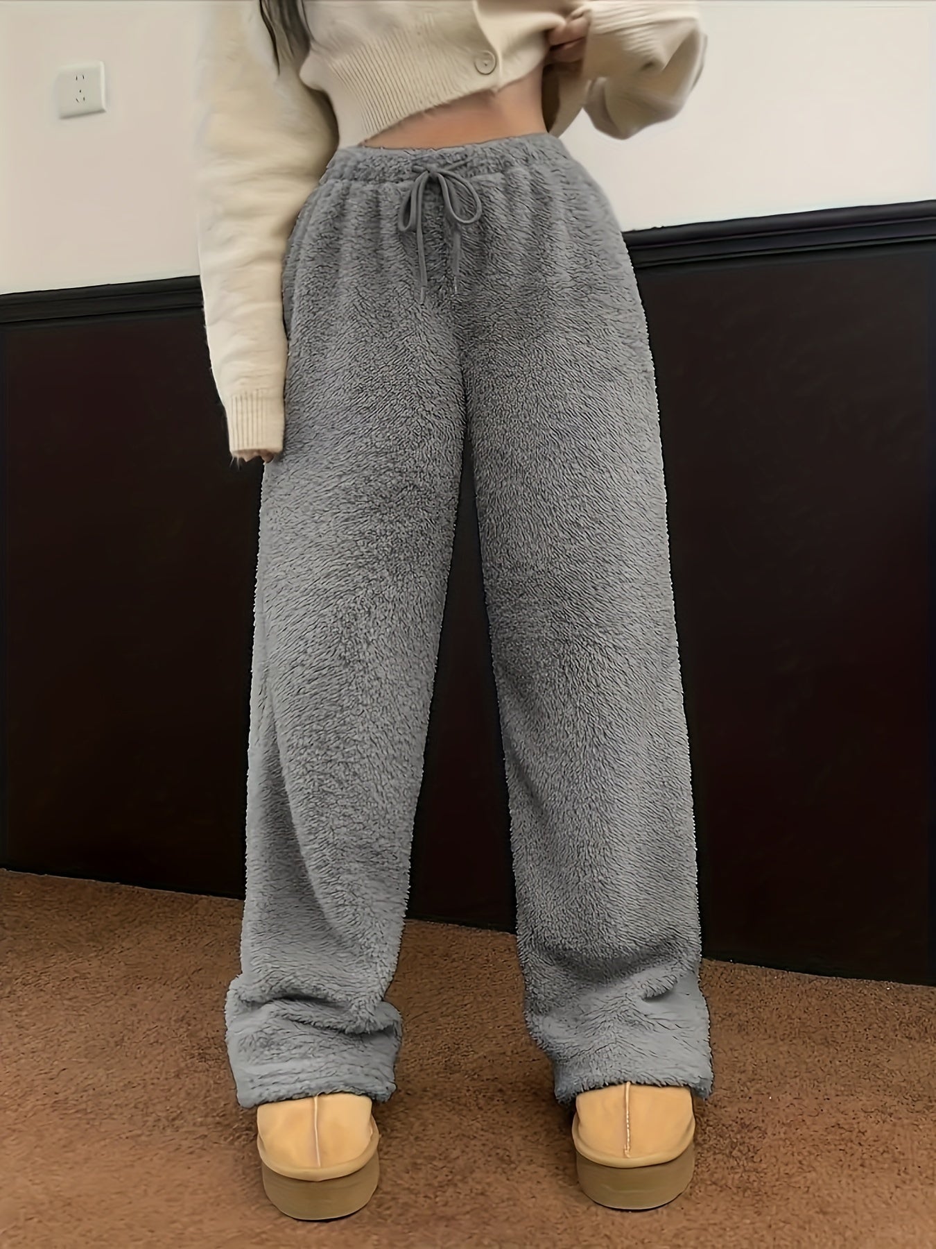 Fleece wijde broek - gezellige dames loungewear onderstukken - Bakkermode.nl