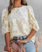 Dames bloemen chiffon blouse - stijlvolle top met pofmouwen voor een verfijnde look
