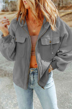 Fleece hoodie - casual dames jack met rits en borstzakken - Bakkermode.nl