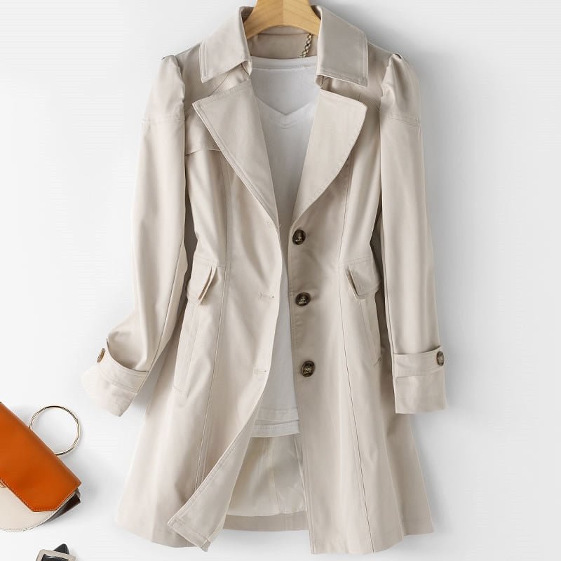 Trenchcoat - elegante dames met dubbele rij knopen