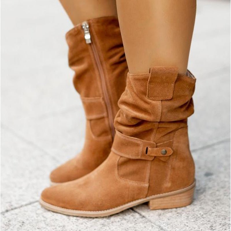 Enkellaarzen - stijlvolle dames suède slouchy winterboots