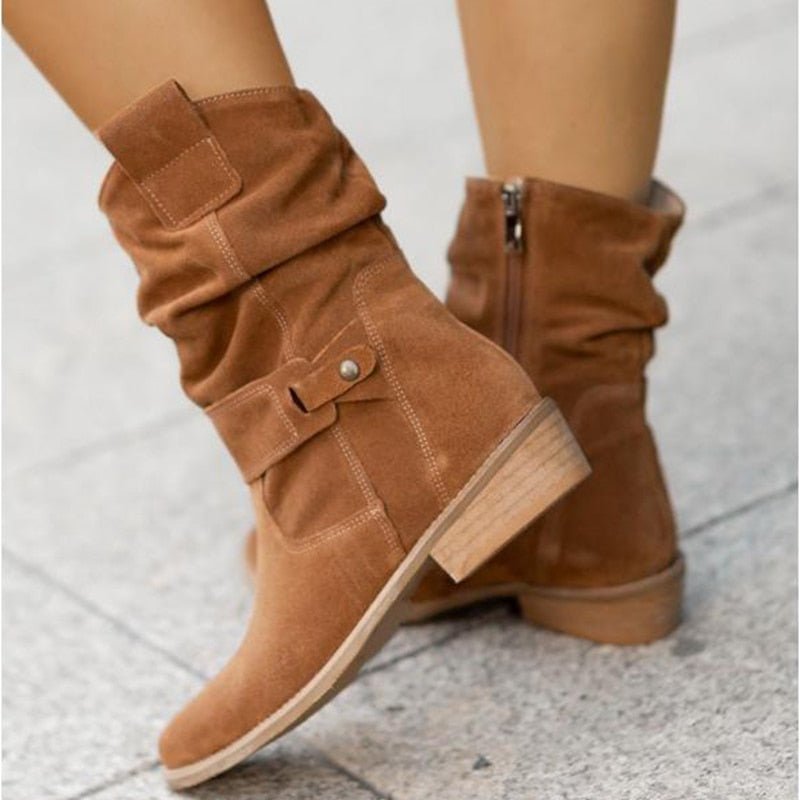 Enkellaarzen - stijlvolle dames suède slouchy winterboots