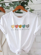 Dames t-shirt met hartprint - zachte casual wear voor dagelijkse stijl