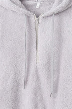 Warme fleece hoodie - oversized dames trui met halve rits en capuchon - Bakkermode.nl