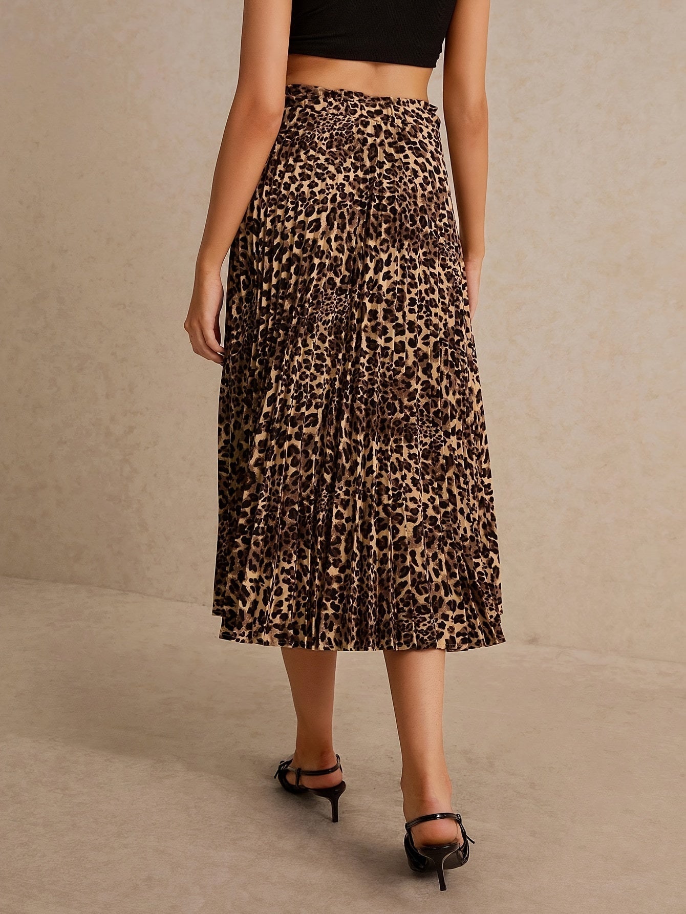 Geplooide luipaardprint rok - stijlvolle gemengde kleur vrouwenrok