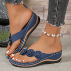 Dames slip-on teensandalen met bloemenprint en orthopedische ondersteuning - stijlvolle alledaagse sandalen