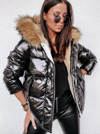 Metalen pufferjack - trendy winterjas voor dames
