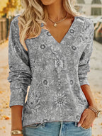 Dames boho top - elegante, gestreepte blouse met lange mouwen