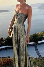 Maxi-jurk - verfijnde strapless avondjurk voor dames