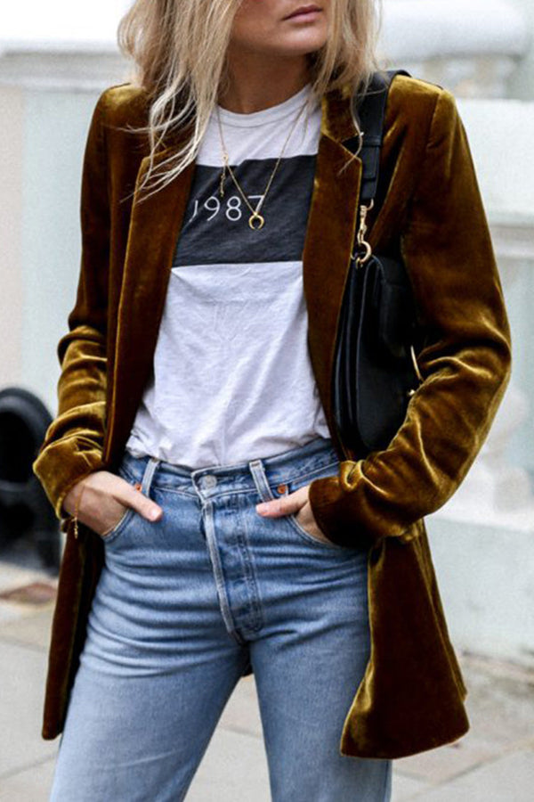 Fluwelen blazer - stijlvolle lange damesjas voor casual en elegante looks - Bakkermode.nl