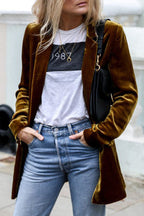 Fluwelen blazer - stijlvolle lange damesjas voor casual en elegante looks - Bakkermode.nl